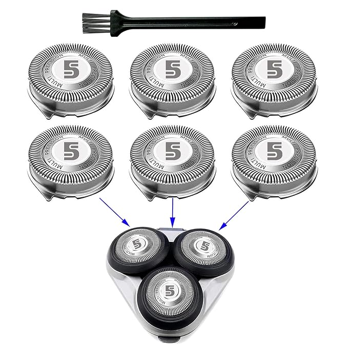 SH50 Replacement Blades Compatible with Series 5000 Electric Shavers Replacement Heads For Philips Norelco 5000 Shaver SH50 blades 6-pc pack