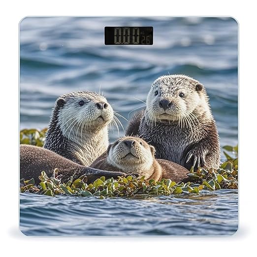 Sea Otters Scale for Body Weight Highly Accurate Digital Bathroom Body Scale Digital Bathroom Scales for People Anti-Slip Large LCD Display Smart Scales
