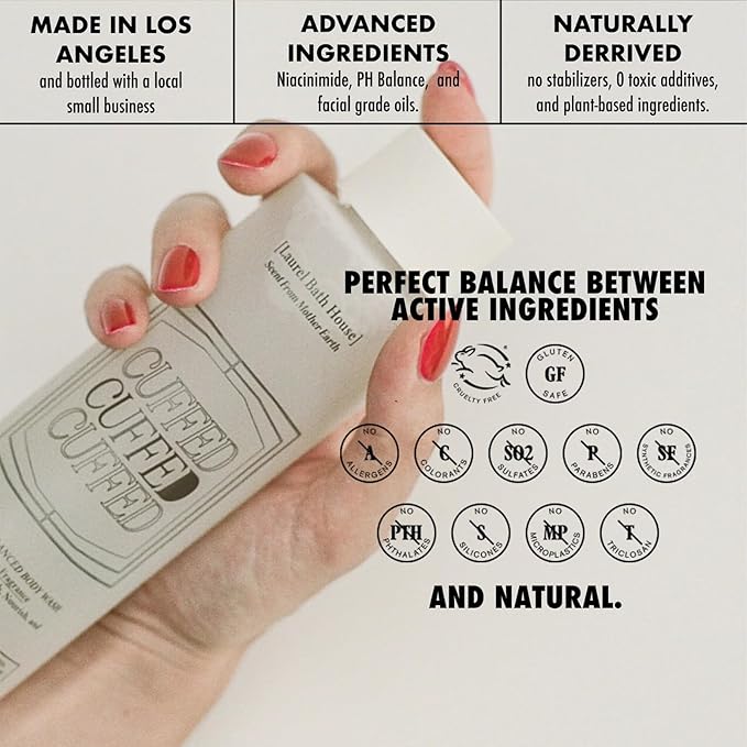 Cuffed Body Wash Cleanser Hydrates Softens Nourishes Skin with Niacinamide Notes of Leather Tobacco Raspberry | Free From Parabens Sulfates &amp Phthalates 350ml