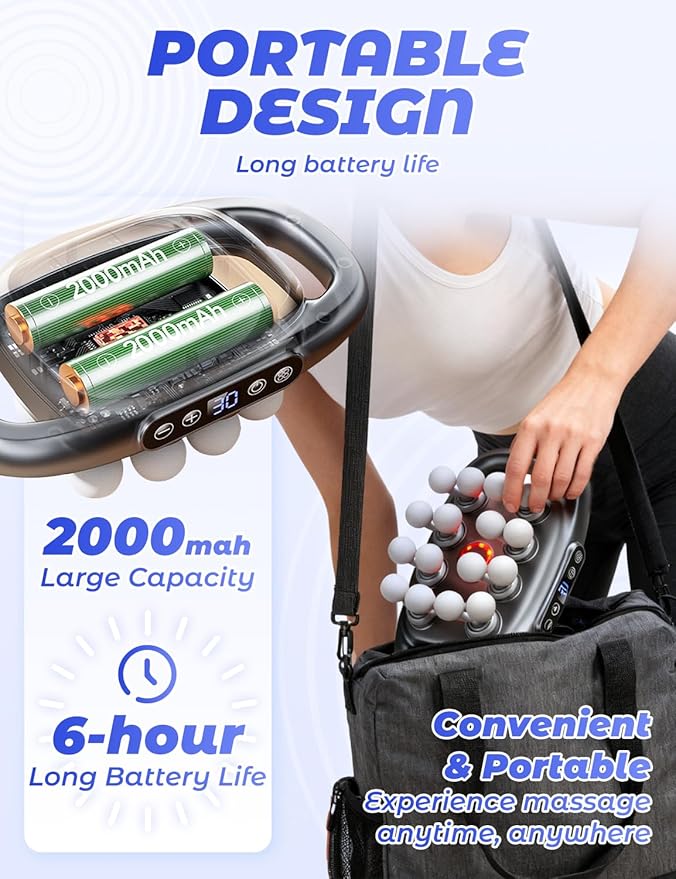 Veloreva Massager 16 Head Massage Gun Deep Tissue Fast Relief in 60 Seconds Pro Massager with 3 Modes &amp 30 Levels Stops Pain from Coming Back Spa-Like Shoulders Neck Back Arms Legs
