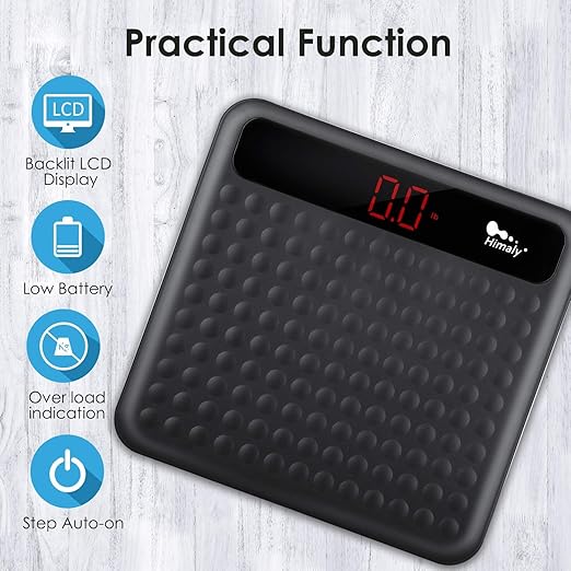 himaly Digital Body Weight Scale Bathroom Scale Step-On Technology High Precision Measurements Scales with Large Non Slip Silicone Platform and LCD Digital Display 400lbs/180kg Capacity