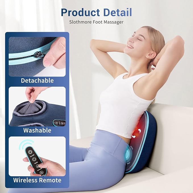 2-in-1 Shiatsu Foot Massager with Heat Foot Warmer Heating Pad for Circulation and Pain Relief Plantar Fasciitis Neuropathy Adjustable Kneading Massagers for Feet Back Gifts for Women Men