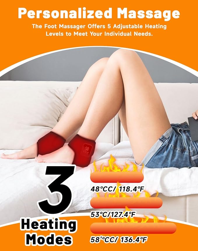 Massager 2026 Foot Relief Massager Portable Feet Relieve Machine Foot Massager for Neuropathy 3 Massage Modes 3 Heat Level Rechargeable Just 15 Minutes a Day (2PCS)