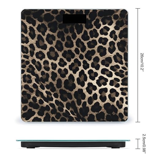 Black Leopard Print Bathroom Scale for Body Weight LCD Display Digital Bathroom Scale Tempered Glass Bathroom Weight Scales Fashion Smart Scales for Home Bedroom 400 Lb