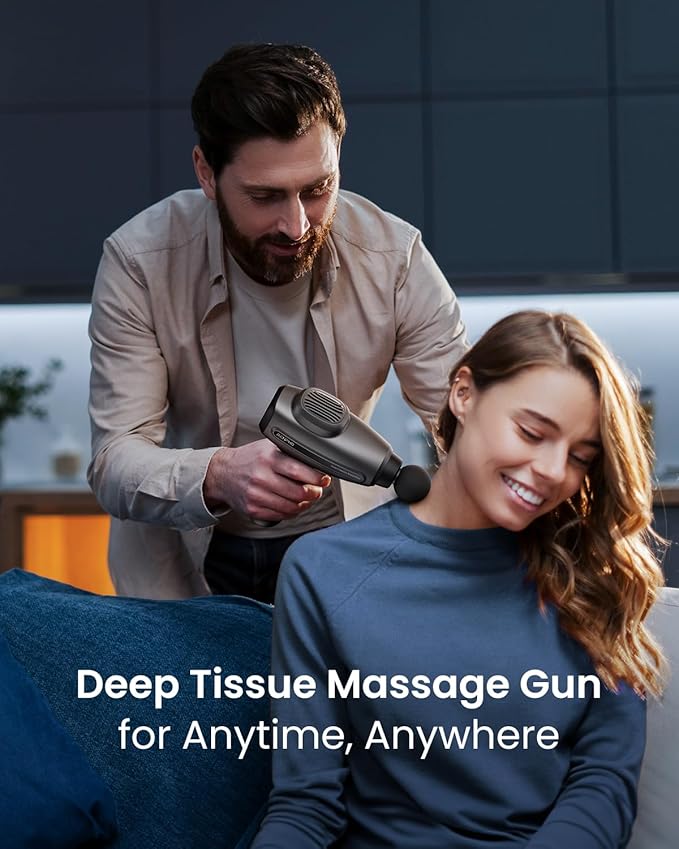 RENPHO Active C4 Massage Gun Percussion Deep Tissue Muscle Massager for Athletes Men Women FSA Approved Electric Handheld Neck Massager Gun for Pain Relief Relax 6 Massage Head HSA