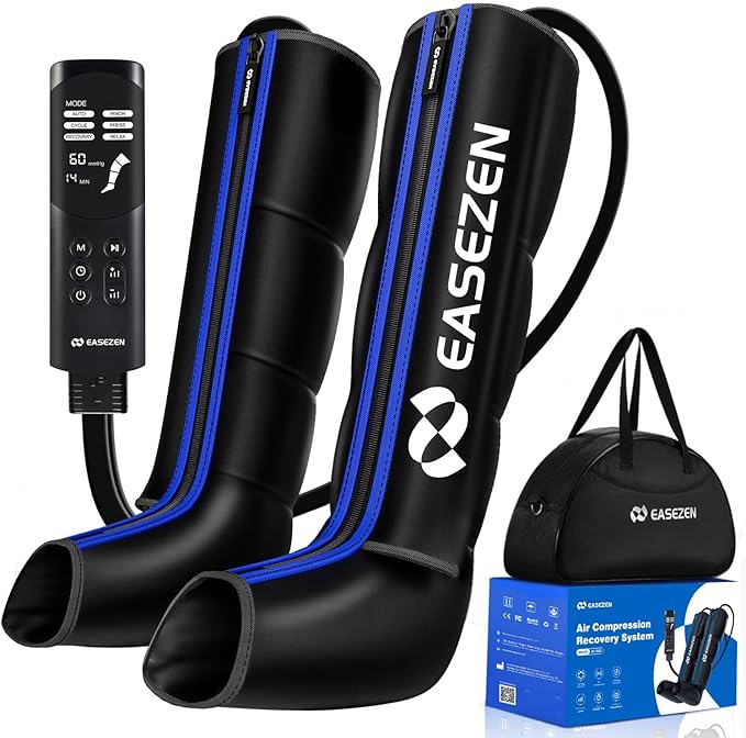 Leg Compression Massager for Circulation and Pain Relief Air Compression Leg Massager for Fast Recovery of Foot Calf and Thigh Relieve Edema Reduce Muscle Fatigue Large Size