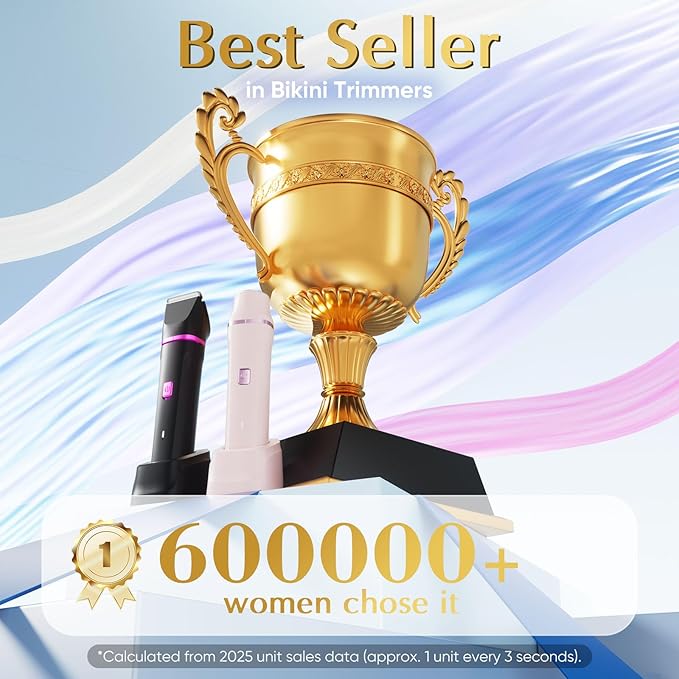 Pubic Hair Trimmer Women - Electric Razors for Women's Body Groomer Replaceable Ceramic Blade Heads Face Hair Remover Head USB-C&ampDock Charging Waterproof&ampEasy Cleaning