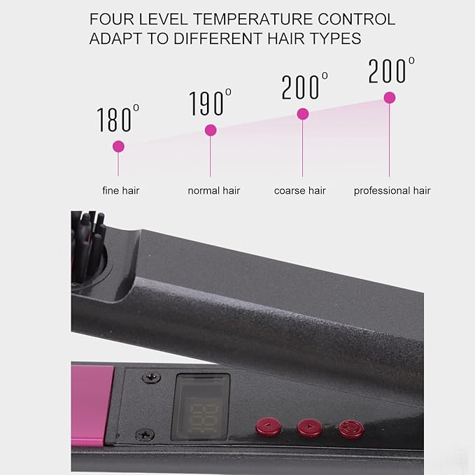 3 in 1 Curling IronProfessional Curling Wand Set with Hair Straightener Brush Hair Straightener Fast Heating for All Hair Types (US)