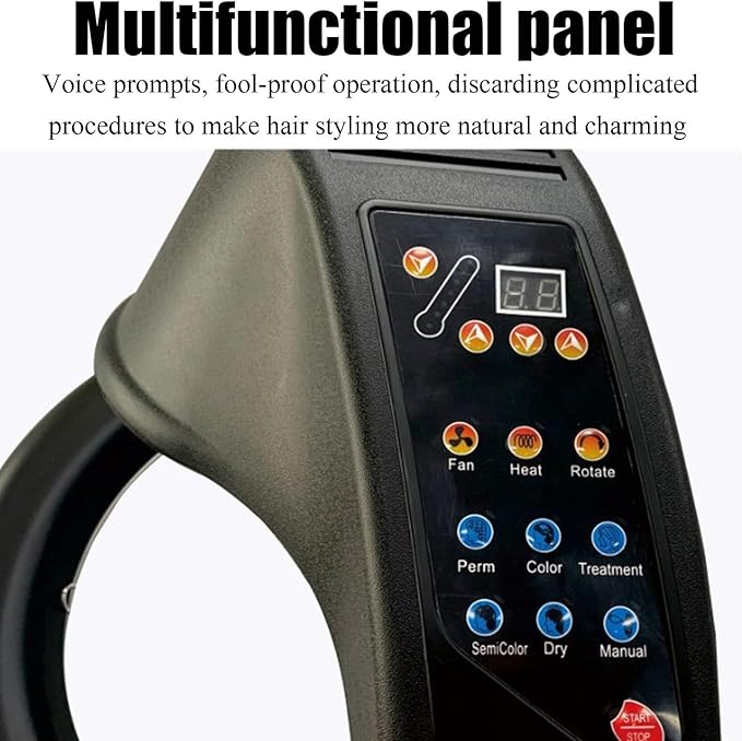 Hair Color ProcessorProfessiona Orbiting Infrared Hair Dryer Freestanding Rotating 3-in-1 Salon Hair Dryer Adjustable Standing with Rolling Base
