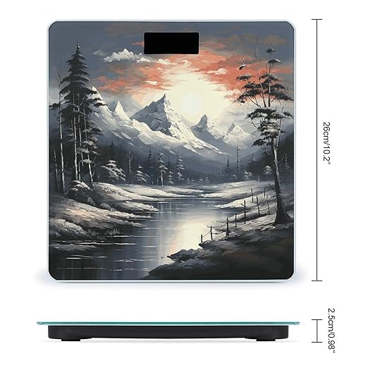 Paint Landscape Scale for Body Weight Anti-Slip Digital Bathroom Scale Sturdy Toughened Glass Weighing Scales High Precision Safe Rounded Corners Smart Scales