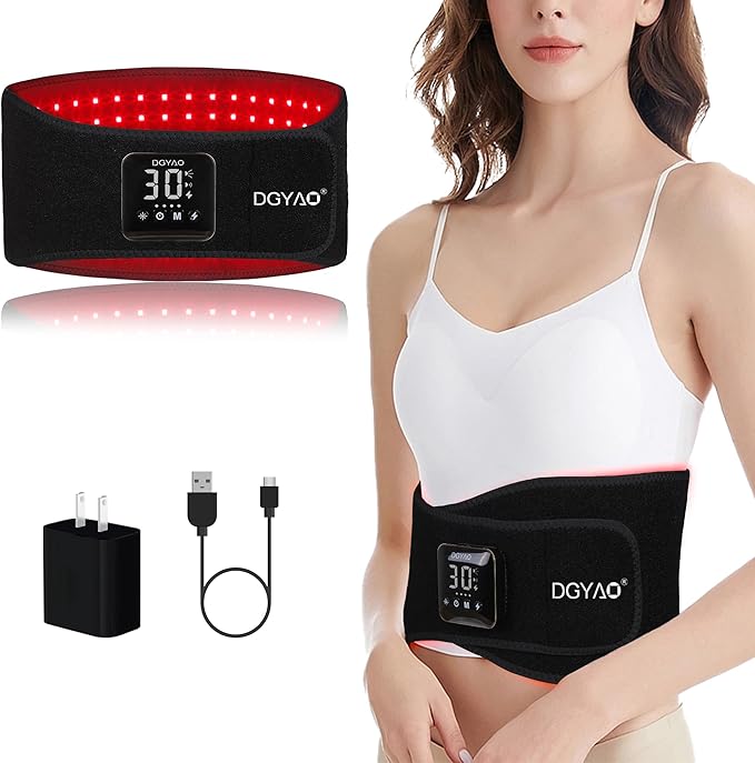 Cordless Rechargeable Red Light Therapy Belt Wearable Infrared Light Therapy with Pulse Mode Removable 4000 mAh Battery 5 Light Intensities to Relieve Back and Lumbar Body Pain