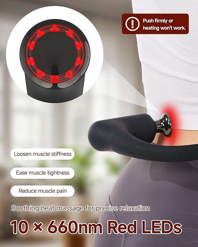 Upgraded 2-in-1 Massage Gun with Heat Pain Relief Deep Tissue Back and Neck Massager with Extension Handle Handheld Muscle Massage Gun for Back Shoulder ArmThigh FSA-HSA Eligible