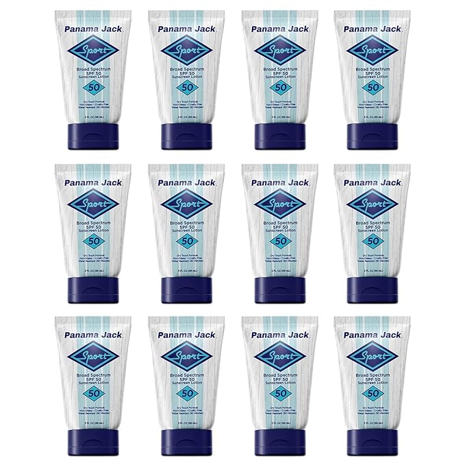 Panama Jack Sport Sunscreen Lotion - SPF 50 Broad Spectrum UVA/UVB Protection Non-Greasy PABA Paraben Gluten &amp Cruelty Free 3 FL OZ (Pack of 2)