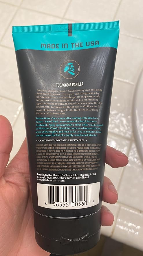 Maestro's Classic Beard Recovery Tube – Mark of a Man Blend | Beard Moisturizer for All Hair Types | Hydrating Soothing &amp Softening Beard Conditioner for Men 8 Ounce