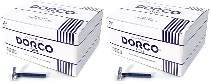 Dorco Fresh Twin Blade Disposable Razors for Men (240 Counts) Smooth &amp Comfortable Shave Shaving Razors for Men Non-Slip Handle Ideal for Sensitive Skin &amp Travel (Pack of 2)