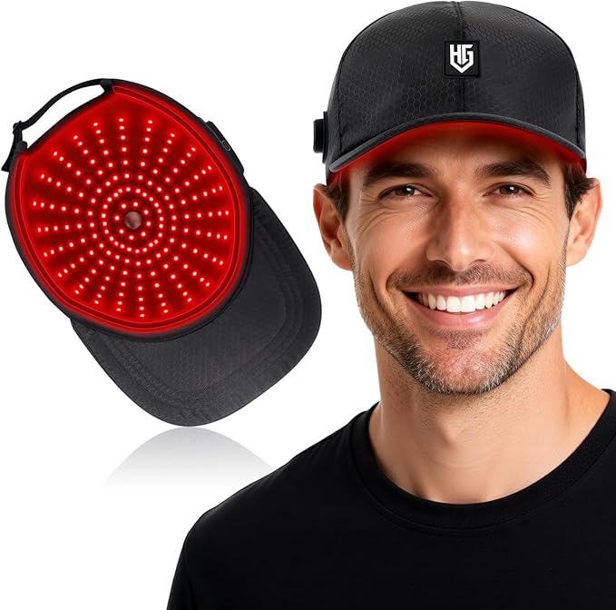 Red Light Cap for Hair: Cordless Red Light Hat with 2000mAh Rechargeable Battery Adjustable Size Portable Heating Cap and Light-Based Device for Men &amp Women at Home or Traveling