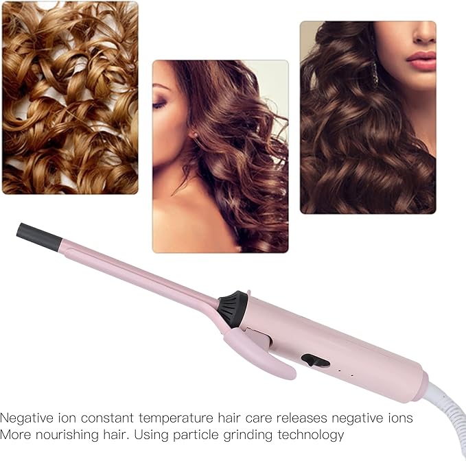 Hair Styling Tool 360° Rotation Anti Scald Design Fine Root Curling Iron 9mm Nourishes Hair for Salon Styling U.S. regulations