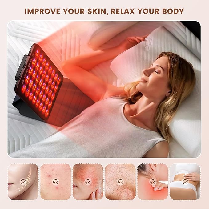 INTEO Red Light Therapy for Face and Body Portable Red Light Therapy with Protective Goggles 850nm Infrared Red Light Therapy with 6 Modes