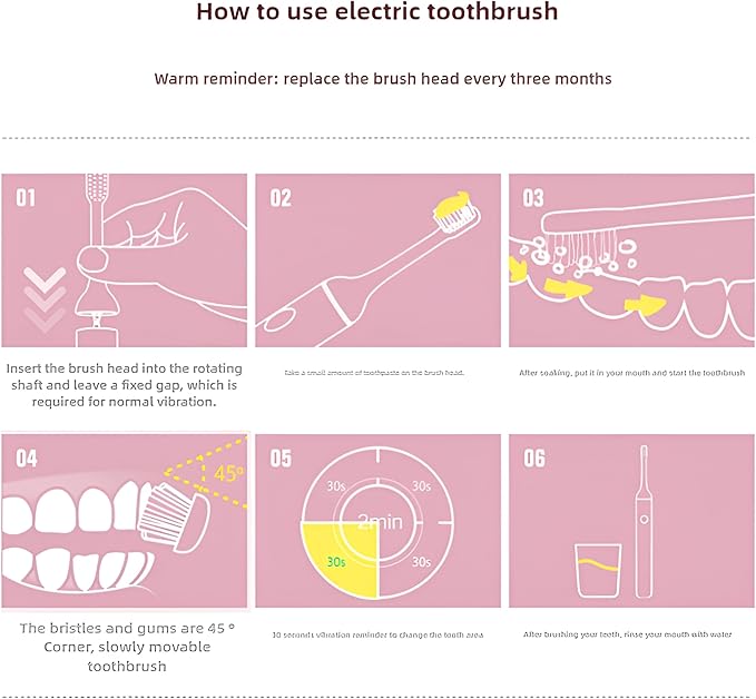 Electric Toothbrush for Woman Bling Diamond Decor Portable Travel Essentials for Couple Gifts Toothbrush with 3 Replacement Heads 6 Modes（Silver &amp Pink