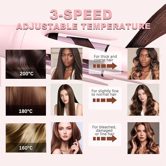 Automatic Curling Iron Rotating – 3-in-1 Self Curling Hair Curler with 3 Barrel Sizes for Loose Waves to Tight Curls Negative Ion Ceramic Anti-Tangle &amp Fast Heating Safe Styling for All Hair Ty