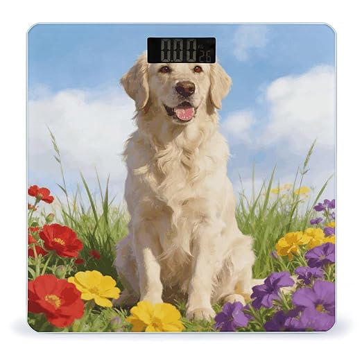 Beige-Animals Smart Scale for Body Weight Digital Bathroom Scale Toughened Glass Weight Scale with Large LCD Backlight Display High Precision Scales Weighing Machine