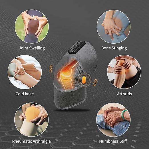 Graphene Heating Knee Pad with Vibration &amp Timer – USB Type-C Heated Knee Wrap with 3 Heat Levels &amp 2 Vibration Modes Adjustable Strap &amp Breathable Mesh for Relaxing Warmth and Comfort