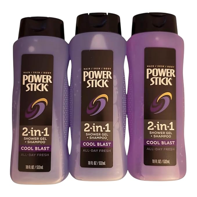 Power Stick 2-in-1 Shower Gel and Shampoo Cool Blast 18 Fl Oz set 3