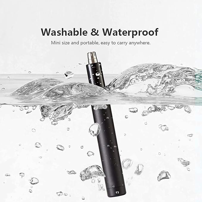 Nose Hair Trimmer Professional Tiny Painless Ear and Nose Clippers for Men and Women Waterproof Nose Hair Remover with Stainless Steel Head Dual Edge Blades and Metal Body Battery-Operate