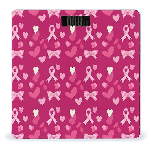 Smart Scale for Body Weight Automatic Switch Digital Bathroom Weighing Scale Love Heart Breast Cancer Awareness Ribbons