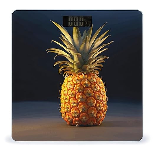 Pineapple Fruit Bathroom Scale for Body Weight Bathroom Weighing Scale with Backlit LCD Display Highly Accurate Measures Weight Up to 180kg