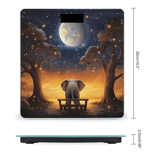 Animal Elephant Owl Tree Moon Star Scale for Body Weight Precision Bathroom Weighing Scales with Back Lit LCD Display Sturdy Tempered Glass Body Weight Scales Digital Bathroom Scale 400lb