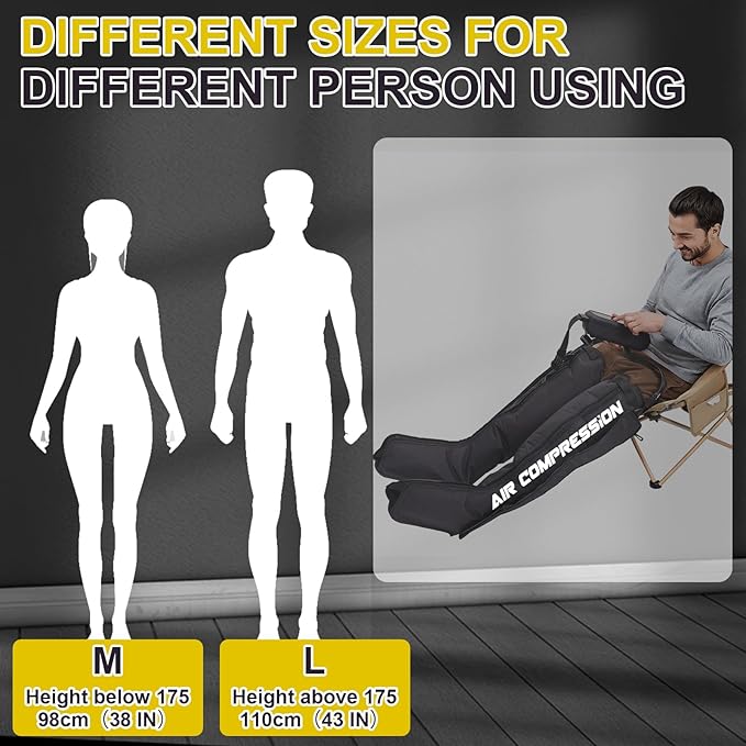 Air Compression Therapy System Leg Massager for Pain and Circulation Full Leg Recovery Boots Cordless Air Compression Boots Fast Recovery Therapy for Athletes M
