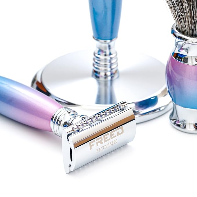 FREED Luxury Shaving Set for Men - Double Edge Safety Razor with alloy handle include 120 count Japanese 6cr13 Stainless Steel bladeIt's the best gift for men fathersor birthdays