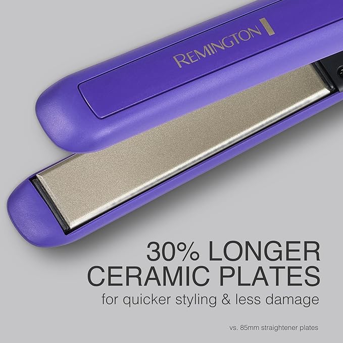 Remington 1 Flat Iron Hair Straightener with Anti-Static Technology 30-Second Heat Up &amp 60 Minute Auto Shut-Off 30% Longer Ceramic Floating Plates Titanium + Ceramic Coating