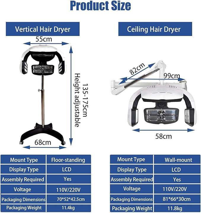 Orbiting Infrared Hair Dryer Professional Hair Perm Color Accelerator Processor Salon Spa Rolling Hair Steamer Conditioner Temperature &amp Height Adjustable Wall-Mounted