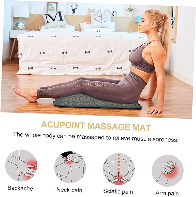 Acupressure Massage Mat and Portable Acupuncture Pillow 2pcs Set with Carrying Bag Non-Slip Yoga Massage Mat for Full Body Relaxation and Neck Back Relief