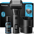Electric Shaver for Men - Trimcoo 5-Blade Foil Razor Kit | Gentle on Sensitive Skin | Self-Cleaning Center USB-C Charging 180min Runtime IPX7 Wet/Dry Use with Pop-Up Trimmer Ideal Grooming Gift