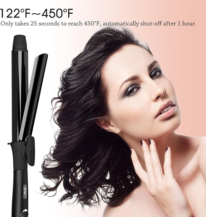 UOTEK Curling Iron with Clipped Ceramic Barrel for Long Hair Large Waves Hair Curler Making Professional Salon Hairstyle in Home &amp Travel Dual Voltage Curling Iron (1.2 Inch (30mm))