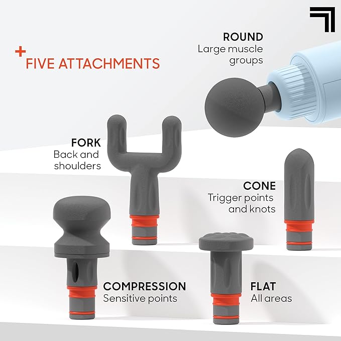 Sharper Image Powerboost Massage Gun Bundle - Deep Tissue Percussion Massager 2-Pack| 5 Attachments &amp 6 Speeds| Quiet Portable Muscle Relief &amp Workout Recovery| Men &amp Women Holiday Gift Se