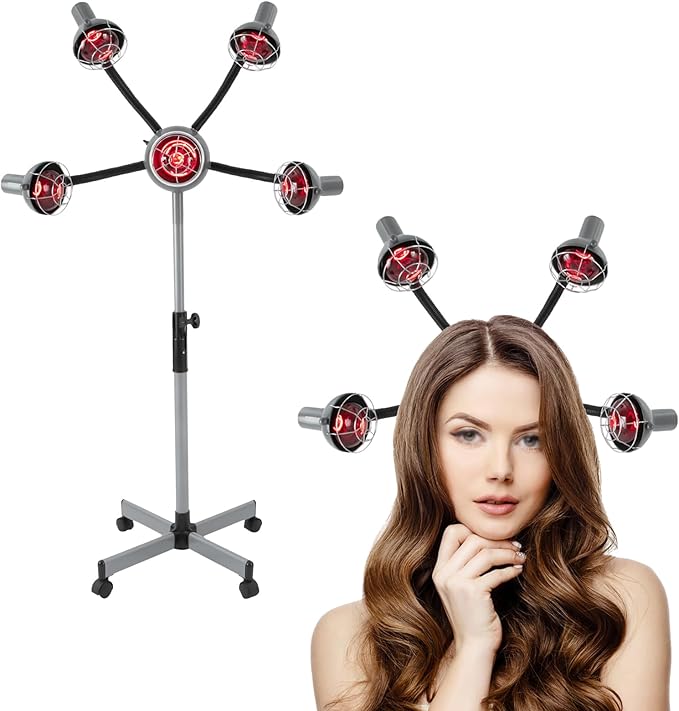 5 Head Infrared Heat Lamp for Salon Infrared Hair Color Processor with Flexible Arms Heat Lamps Hair Processing Machine for Salon
