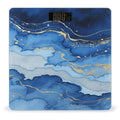 Abstract Blue Marble Watercolor Weight Scale Large Bathroom Scales Digital Weight with Bright LED Display Non Slip Automatic Weighing Scale Fashion Weighing Machine for Body