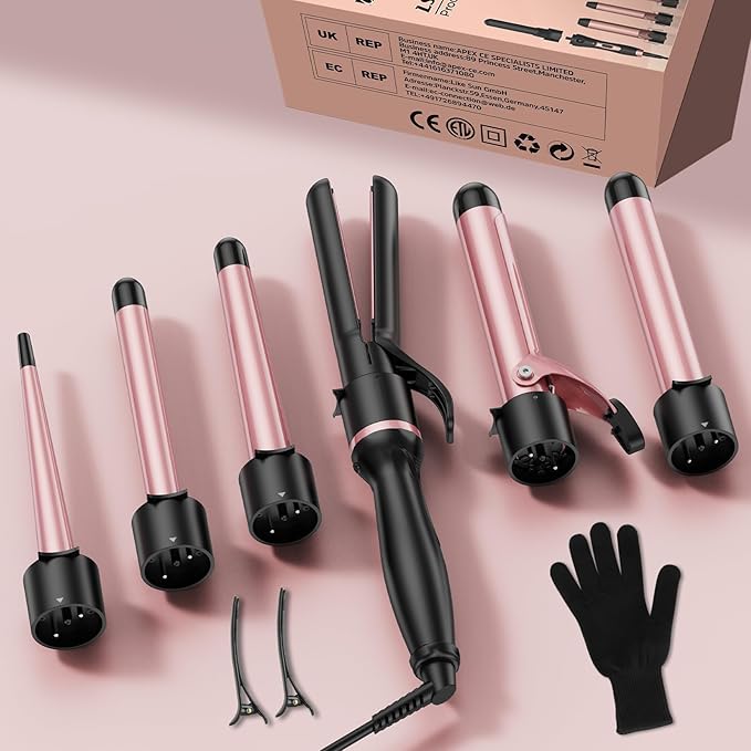 6 in 1 Hair Straightener Flat Iron and Curle Professional Hair Curler Ceramic Ionic Dual Voltage Straightener with Heat-Resistant Lock in Style Instant Heat Up