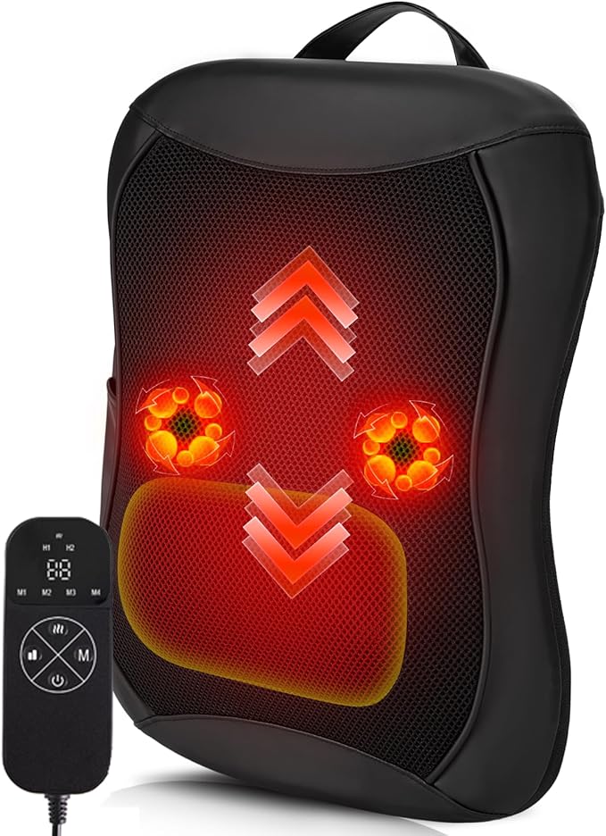 Back Massager Neck and Shoulder with Heat Up and Down Rolling Massage for Pain Relief Deep Tissue Lower Back Massage Electric Shiatsu Office Home Car Gift