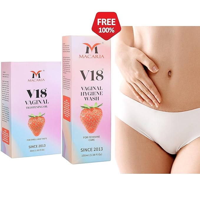 MACARIA V18 Vaginal Tightening Oil (Cream Gel) for smell and taste good down there for women with V18 vaginal wash
