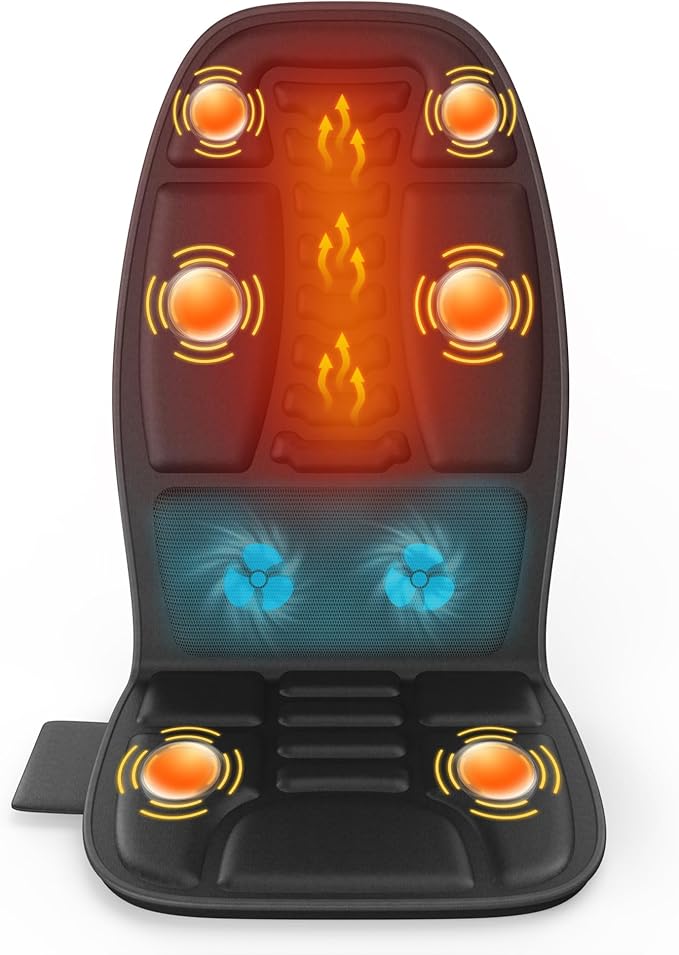 Full Body Massager Cushion with Heat - 8 Vibration Motor Deep Tissue Chair Pad Portable Back Massager for Office Home Use