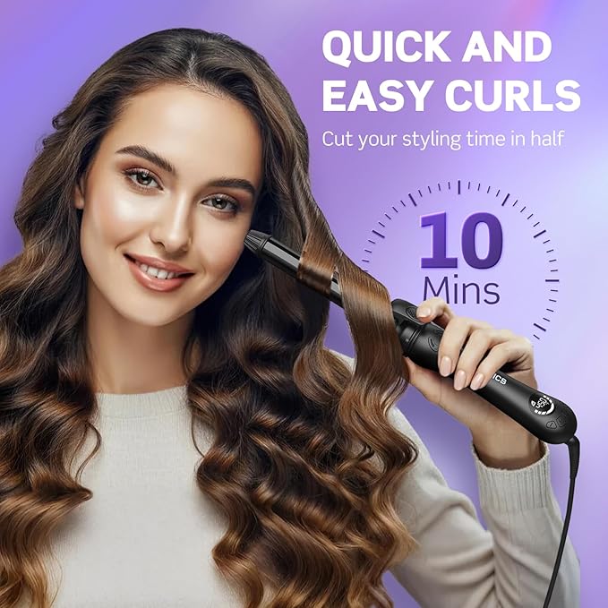 HOOICB Automatic Curling Iron 1 Hair Curler Tool with Negative Ion Function Ceramic Coating Fast Heating Suitable for All Hair Types