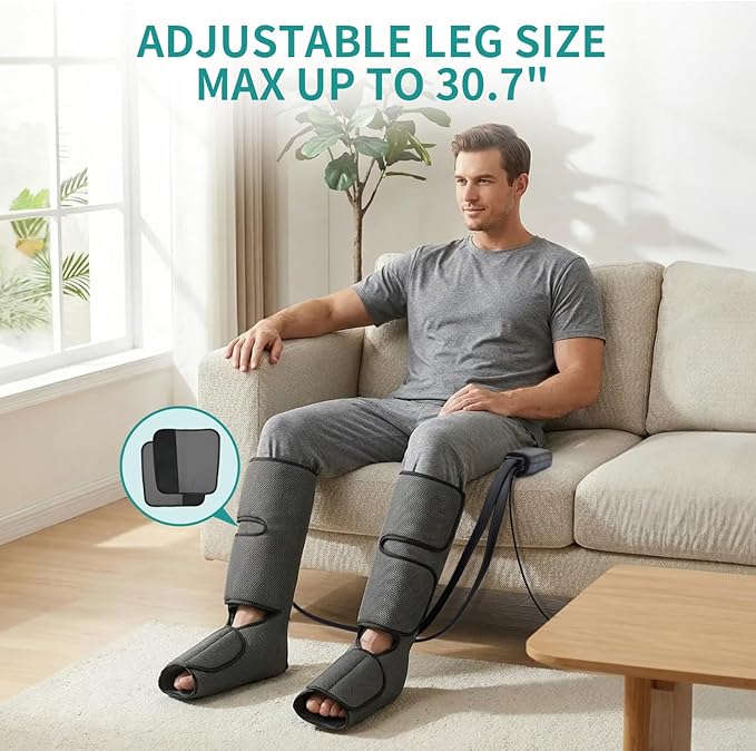 Nekteck Leg Massager for Circulation and Relaxation Air Compression Foot and Calf Massager to Relieve Pain Edema Swelling with 2 Size Extensions Gift for Mom Dad Men Women