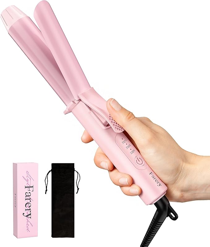 FARERY Mini Curling Iron 1 Inch Ceramic Mini Hair Curler with 3 Adjustable Temp Auto-Off 100-240V Dual Voltage for Travel Infused with Keratin &amp Argan Oil Travel Size Curling Iron with Storag