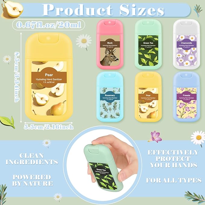 24 Pack Hand Sanitizer Spray Bulk Travel Size Hand Sanitizer Mini Pocket Spray Gifts for Coworker Staff Teacher Holiday Favor(Plain24 Pcs)