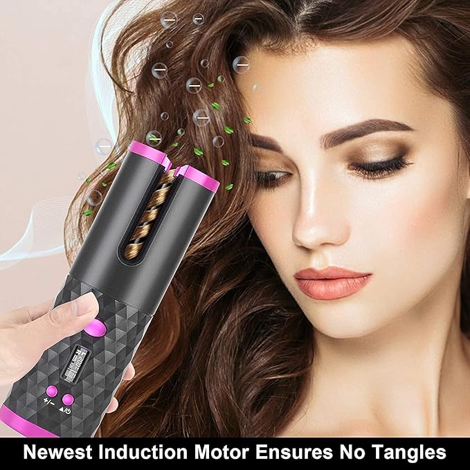 Cordless Automatic Hair Curler Ceramic Rotating Wireless Auto Curling Iron Wand Portable Spin Hair Styling Curler